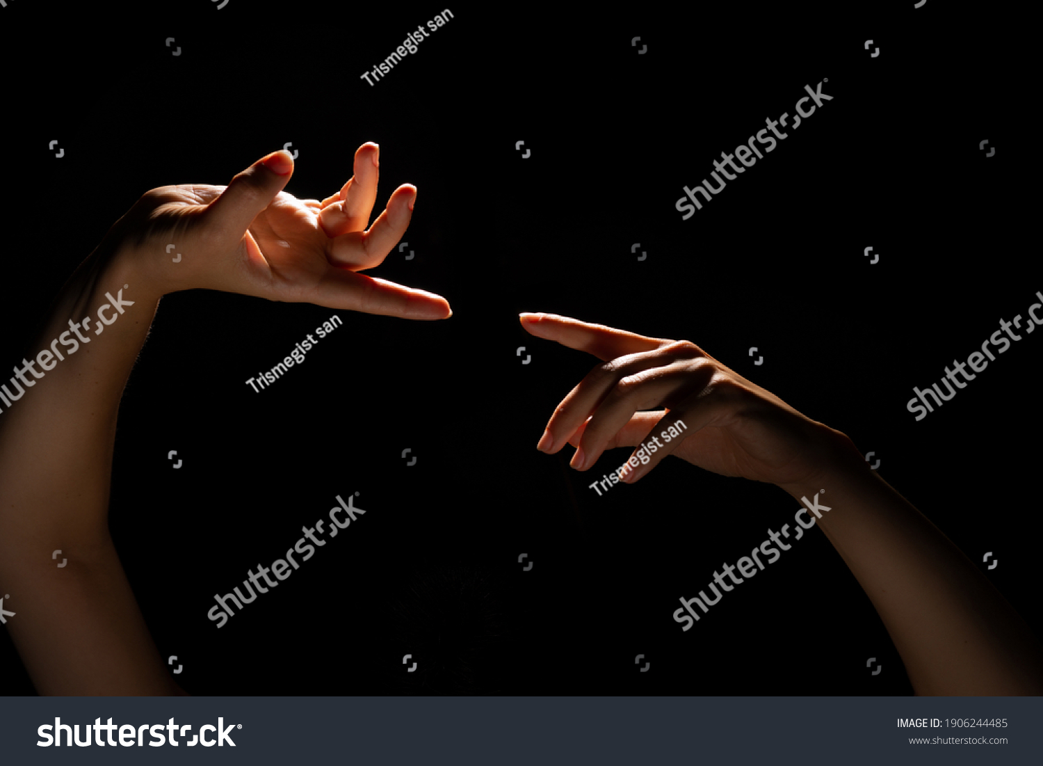 Two Hands Touch Each Other Finger Stock Photo 1906244485 Shutterstock