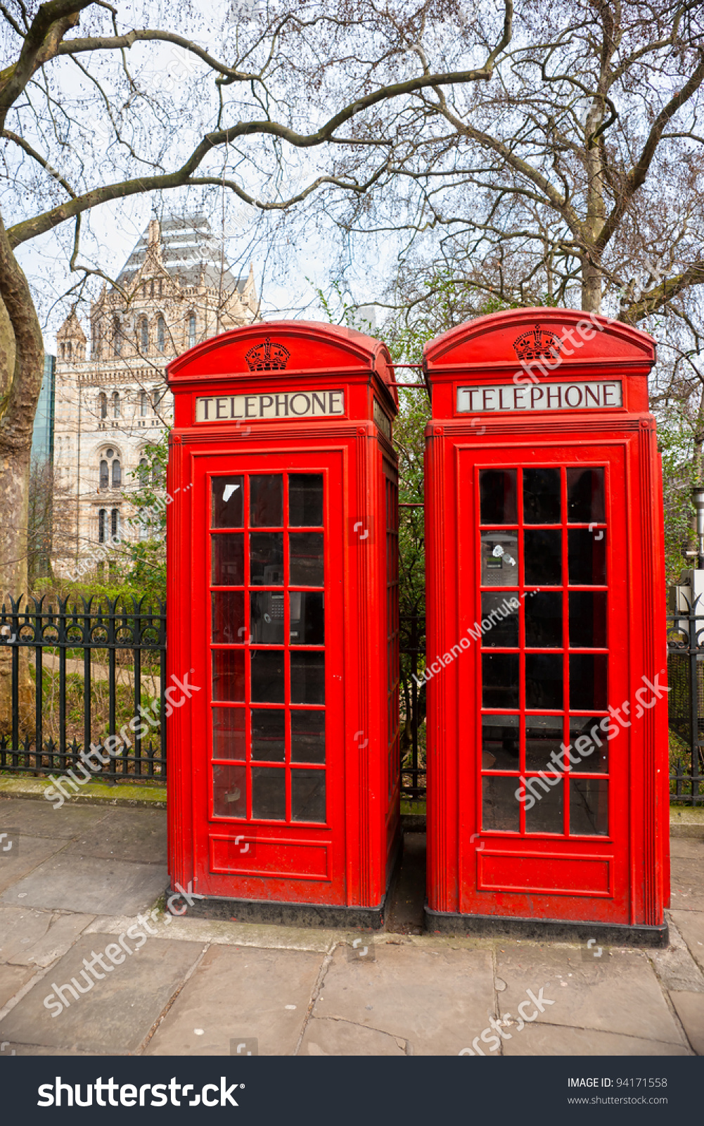 Two Red Telephone Box Outside Natural Stock Photo 94171558