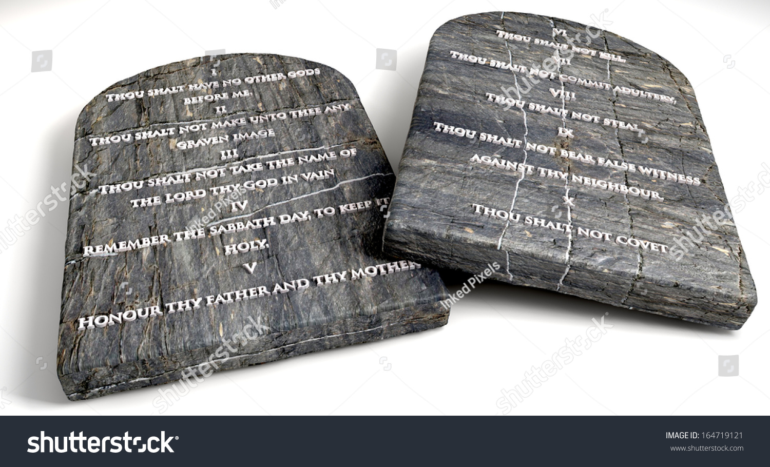 Two Stone Tablets With The Ten Commandments Inscribed On Them On An ...