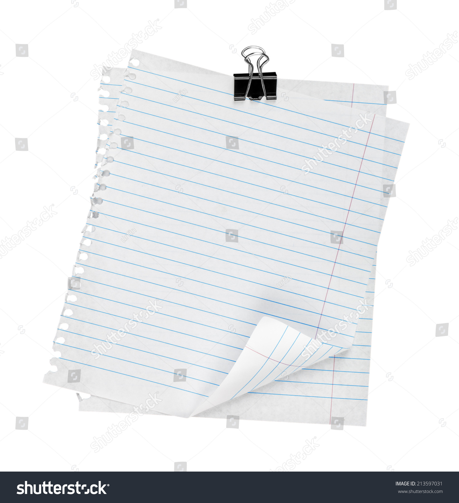 Two Vintage Sheet Of Paper Stapled On An Isolated White Background