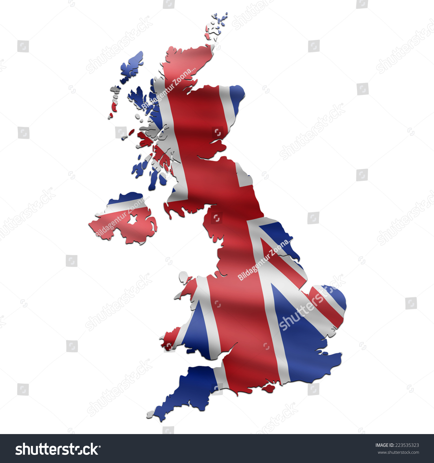 Uk Map With British Flag Stock Photo 223535323 Shutterstock