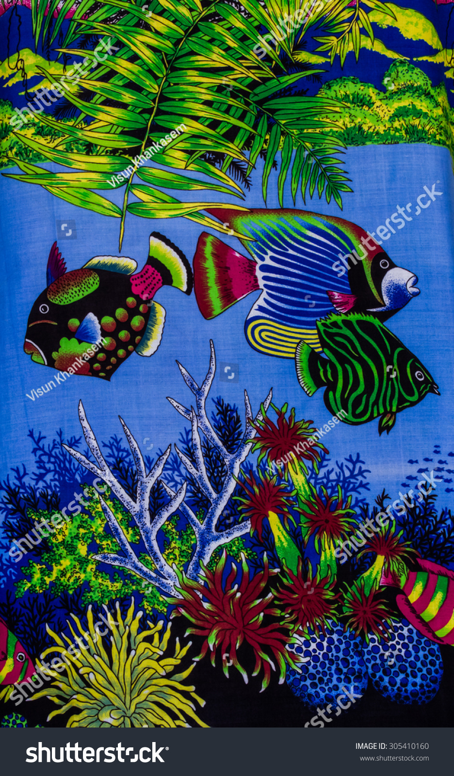 Under Sea Life Print Fabric. Stock Photo 305410160 : Shutterstock