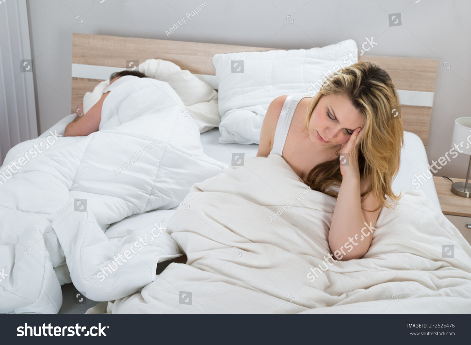 Unhappy Woman Blanket On Bed While Stock Photo 272625476 - Shutterstock