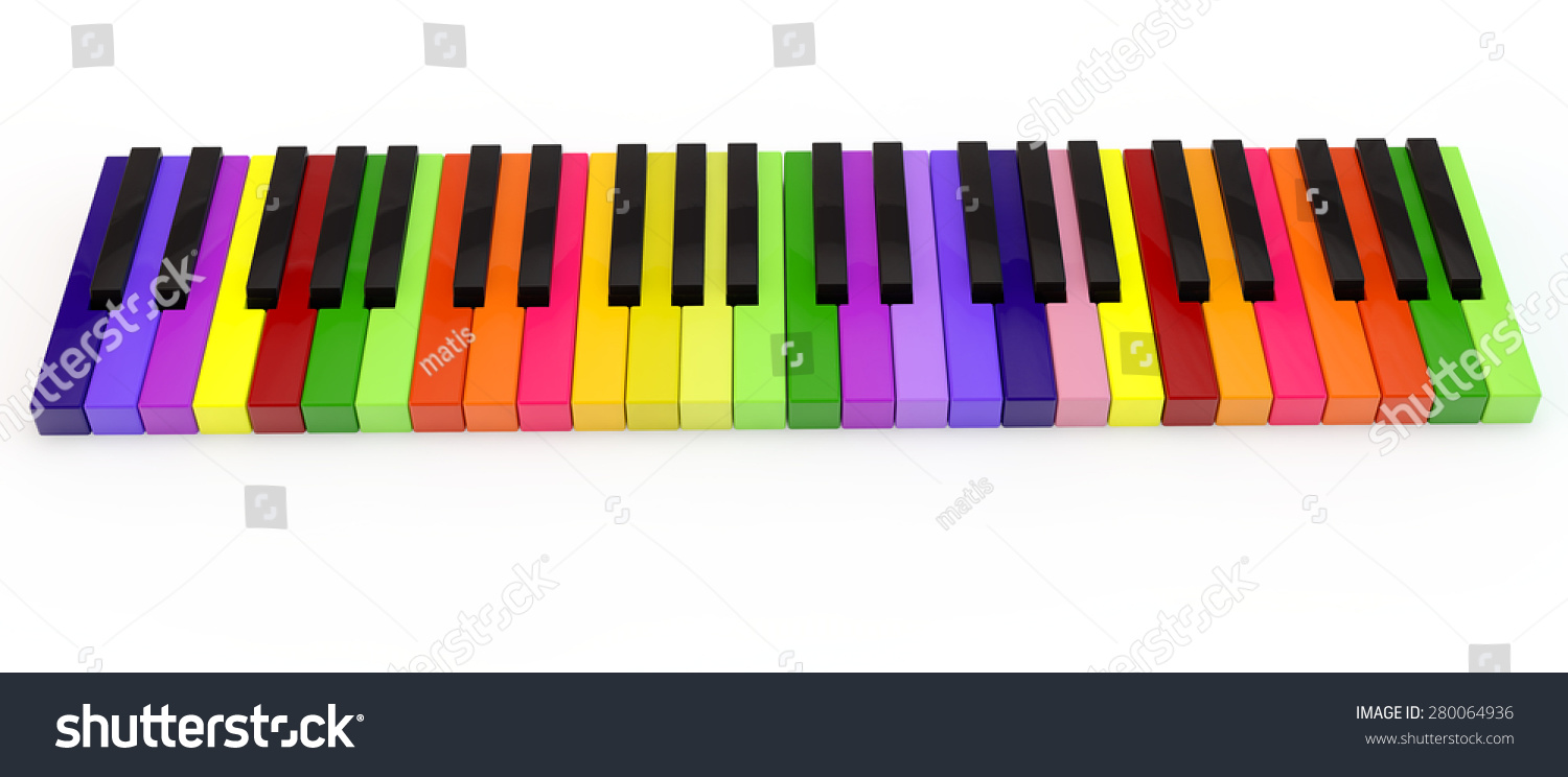 Unique MultiColored Keys Of The Classical Keyboard Of A Piano Stock