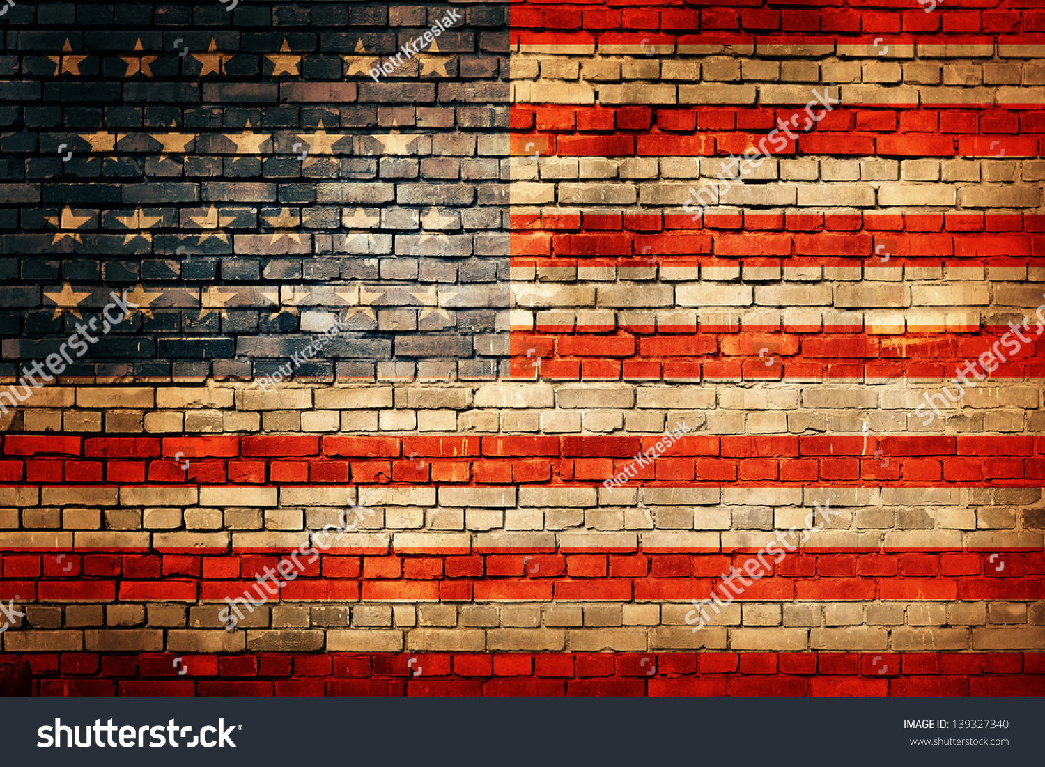 Usa Flag On Old Brick Wall Stock Photo 139327340 Shutterstock
