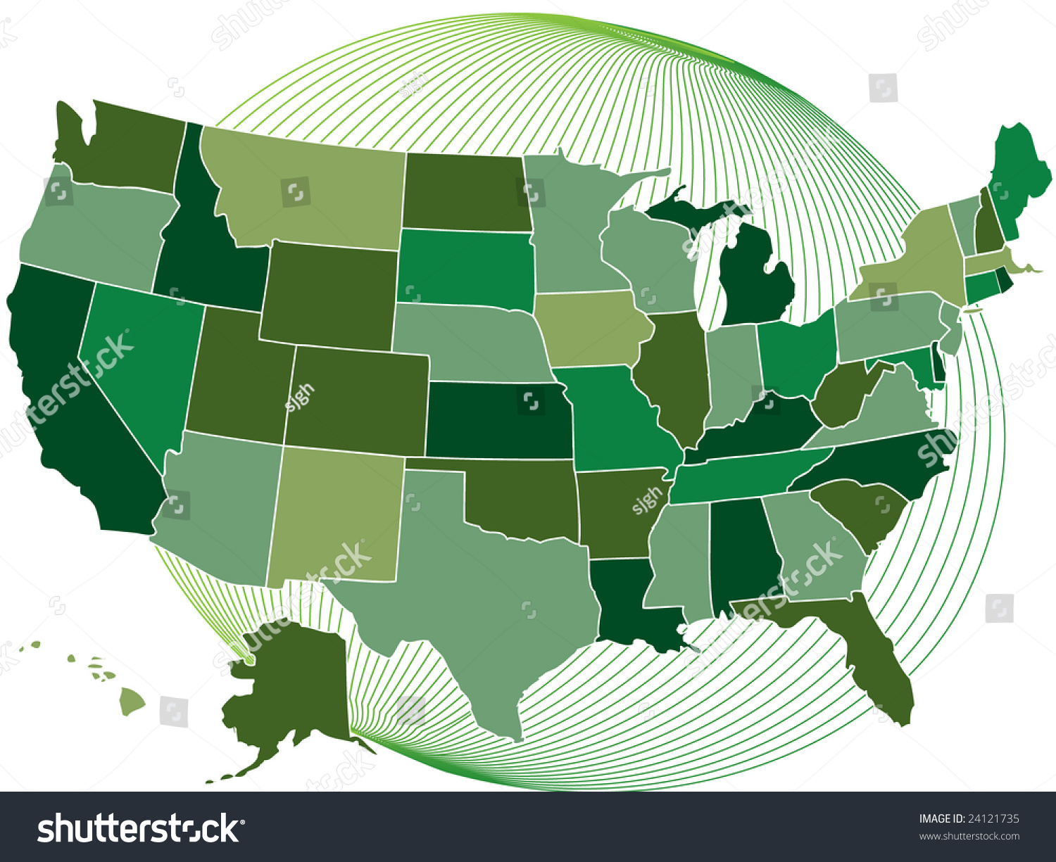 Usa Green Map With Globe Usa Green Map Globe Stock Illustration 24121735