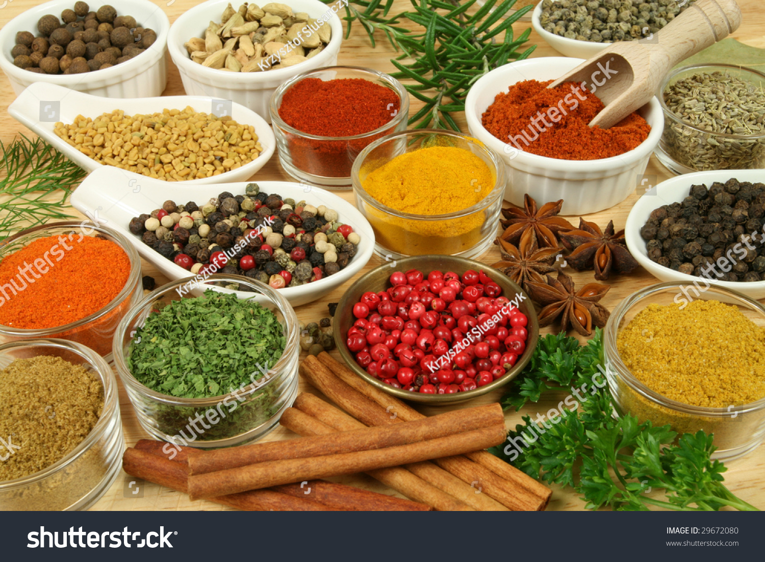 Various Spices Selection. Food Ingredients And Aromatic Additives ...