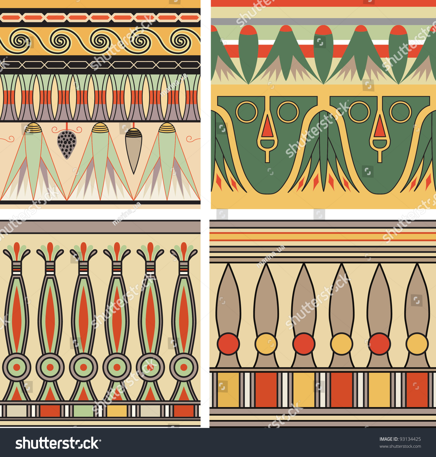 Vector Set Of Ancient Egyptian Seamless Patterns 93134425 Shutterstock