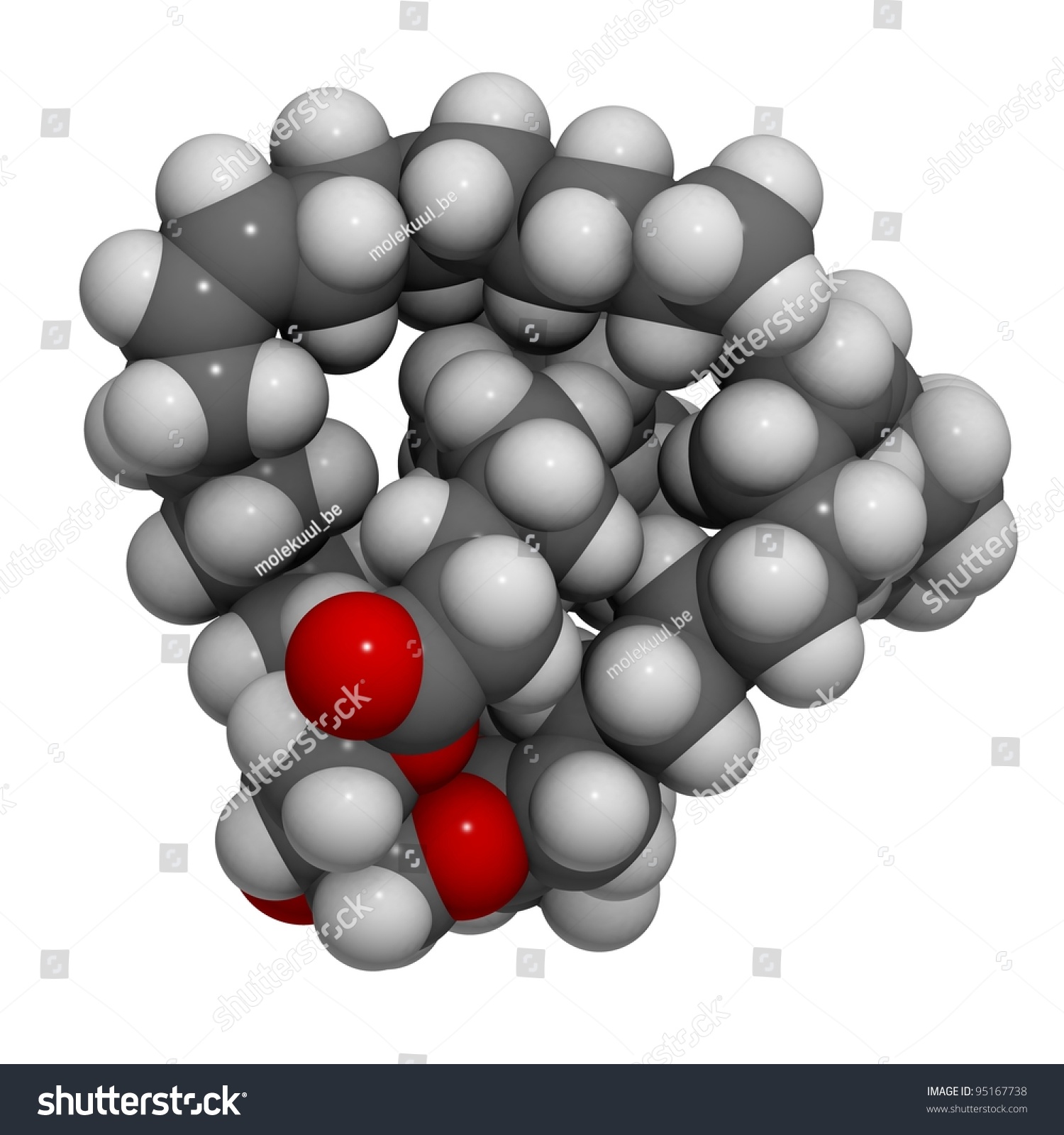 Vegetable Oil Unsaturated Triglyceride Molecule, Chemical Structure. Unsaturated Triglycerides