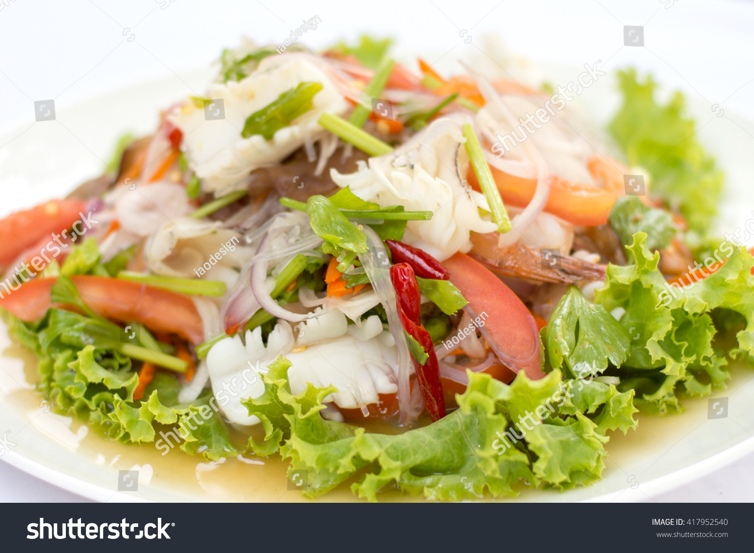 Vermicelli Salad Seafood Thai Traditional Food Stock Photo