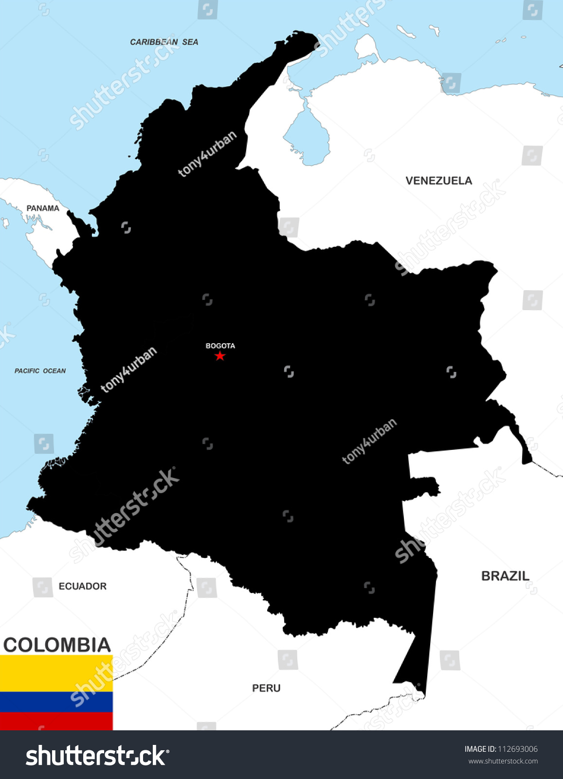 Very Big Size Colombia Political Map Stock Illustration