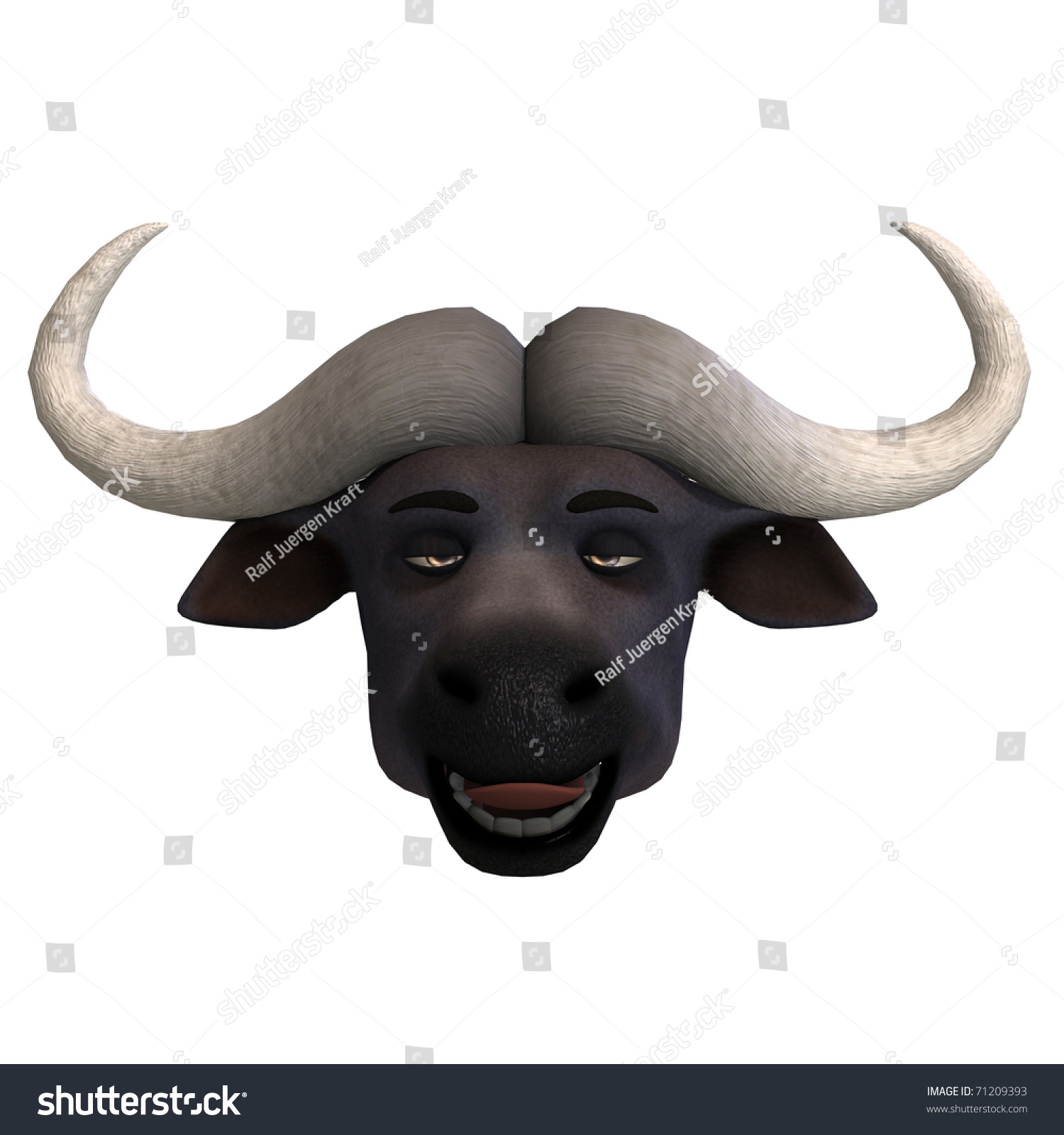 Very Cute And Funny Cartoon Buffalo. 3d Rendering With Clipping Path