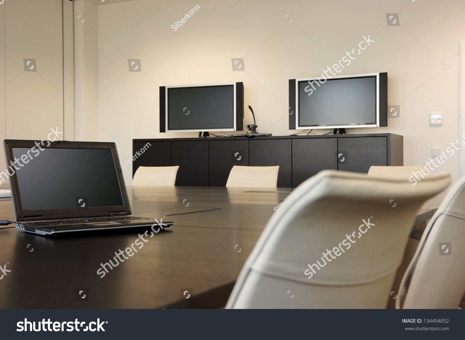 Video Conference Room With Monitors Stock Photo 134494052 : Shutterstock