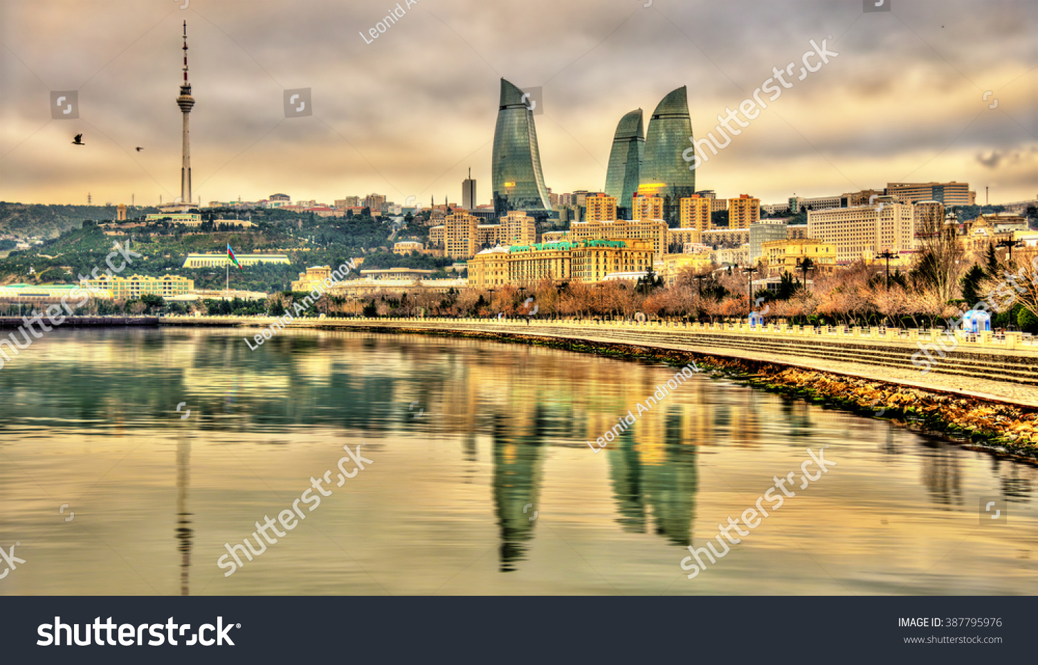 View Of Baku By The Caspian Sea - Azerbaijan Stock Photo 387795976 ...