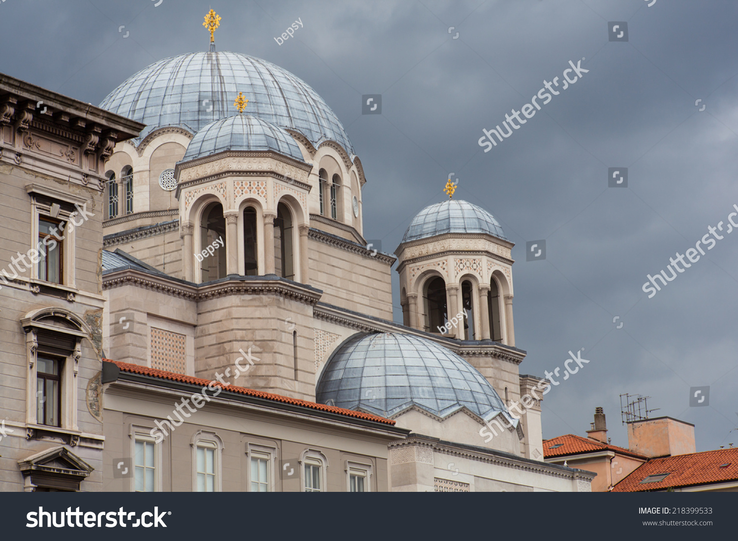 View Of The Orthodox Church Of St Spyridon Trieste Italy Stock