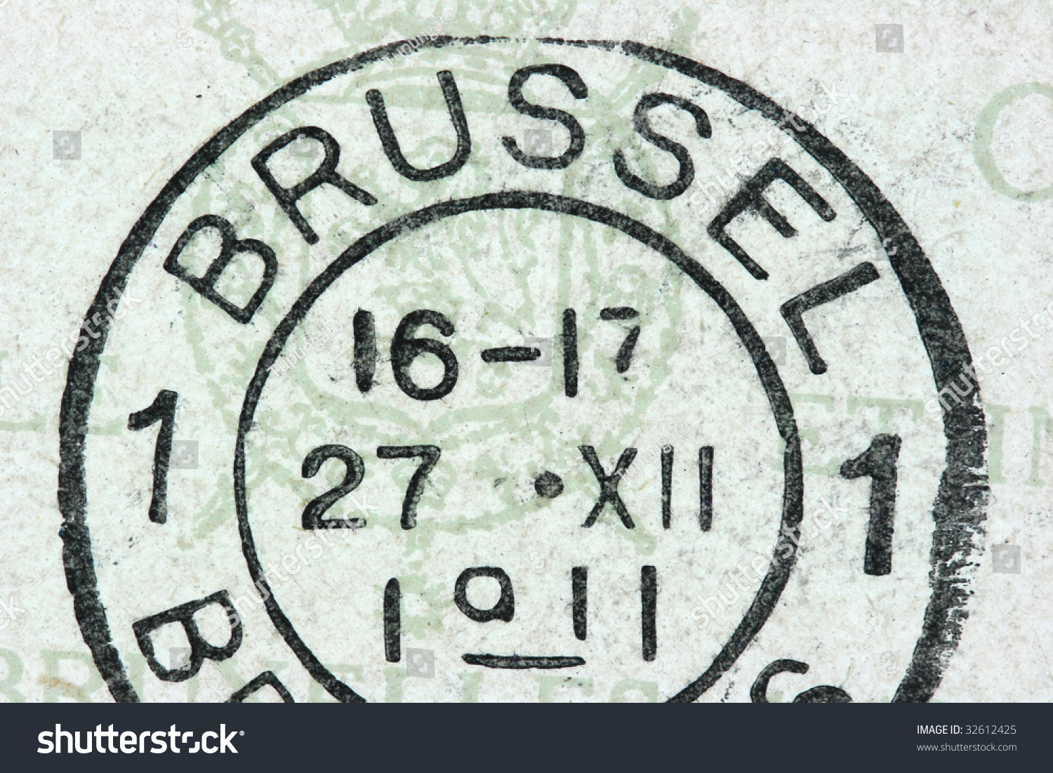 Vintage Cancellation Stamp Brussels Bruxelles On Stock Photo 32612425 