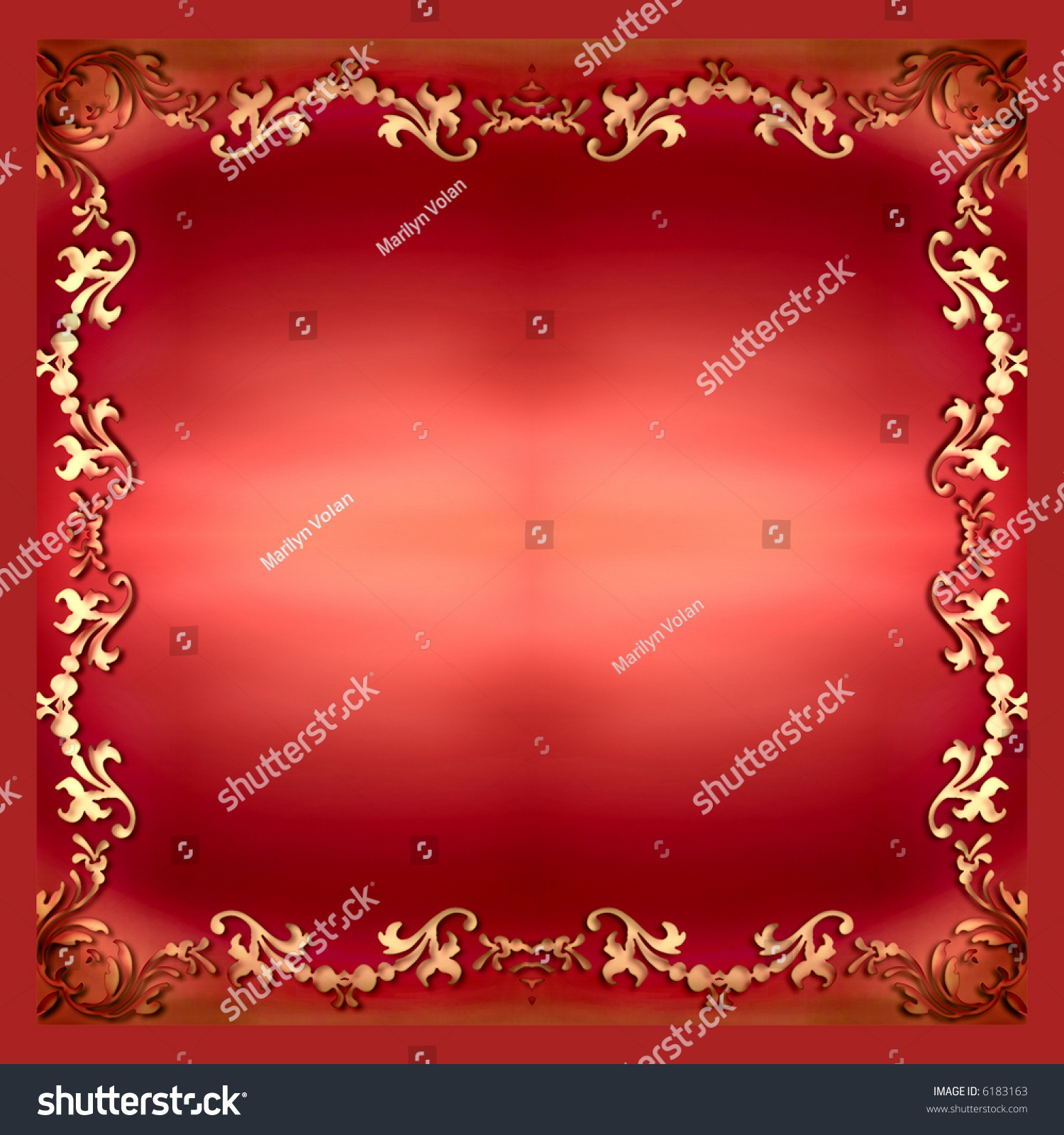 Vintage Christmas Grunge With Gold Decorative Border Stock Photo 6183163 : Shutterstock