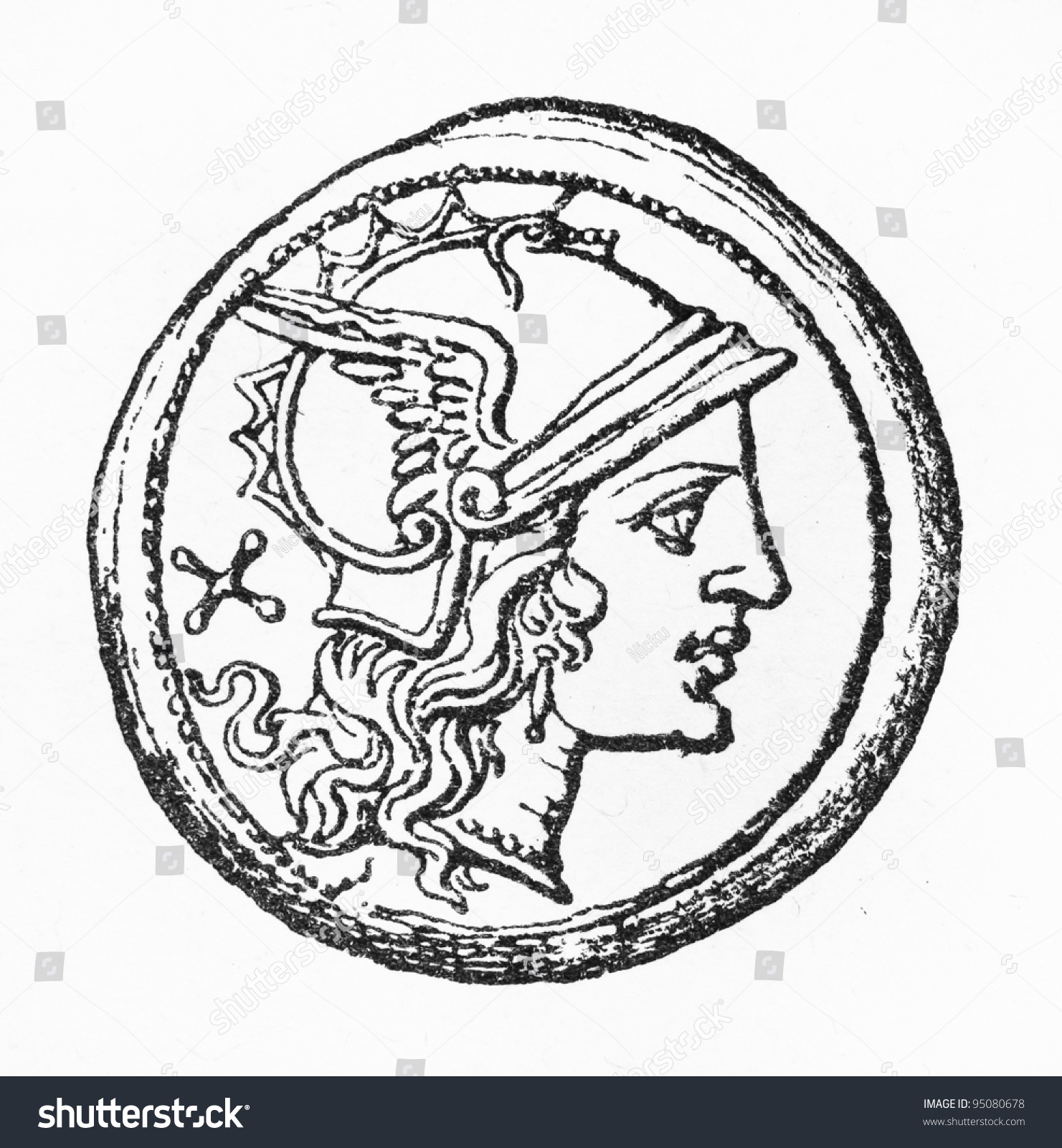 vintage-drawing-of-a-denarius-ancient-roman-currency-picture-from