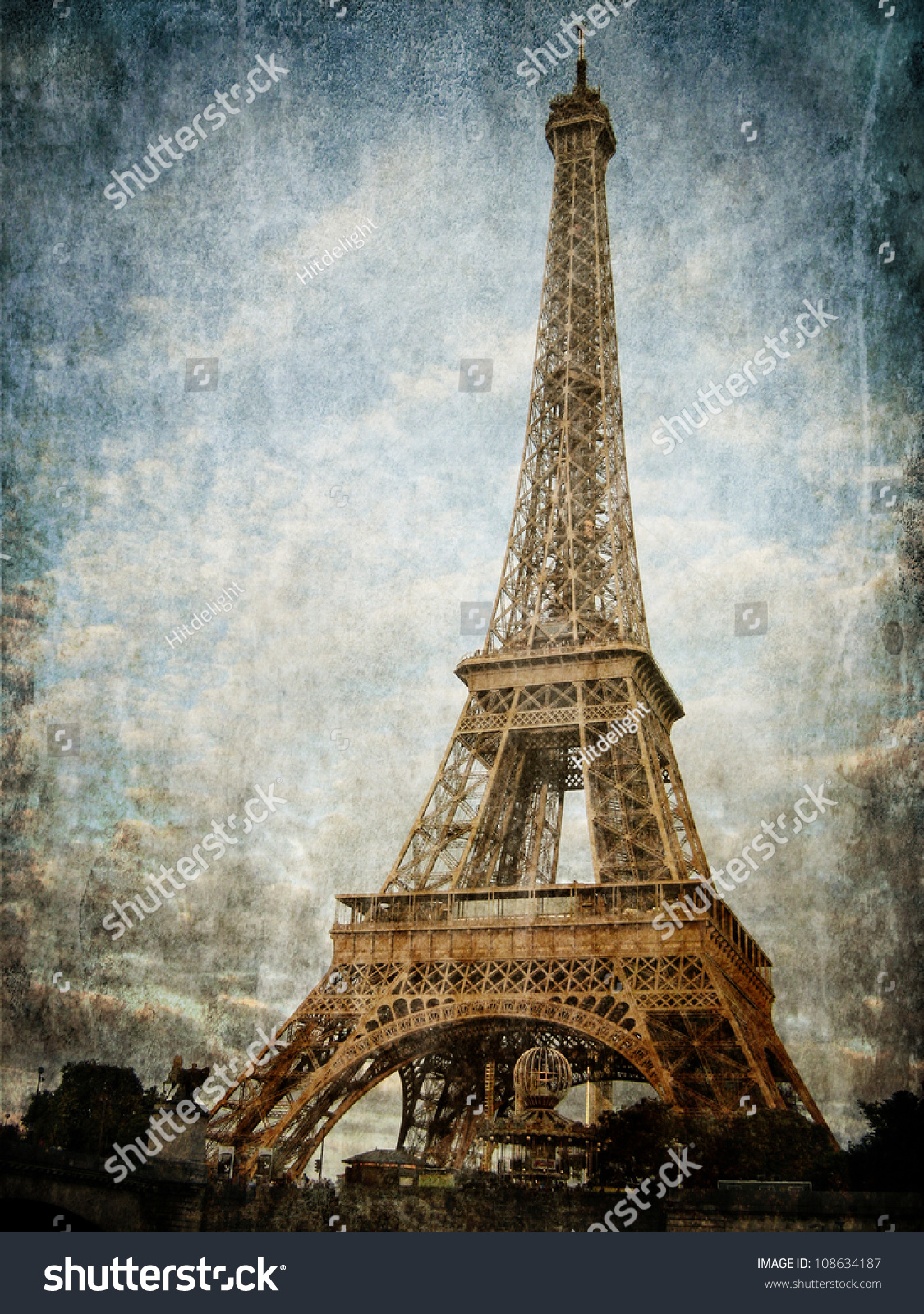 Vintage Images Of Eiffel Tower Stock Photo 108634187 Shutterstock