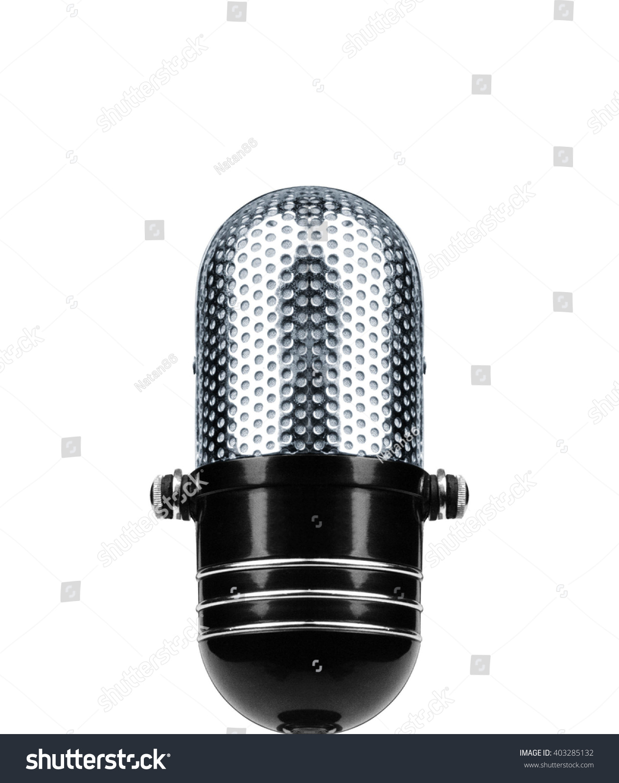 Vintage Microphone Isolated Over White Background Vintage Microphone Isolated Over White Background