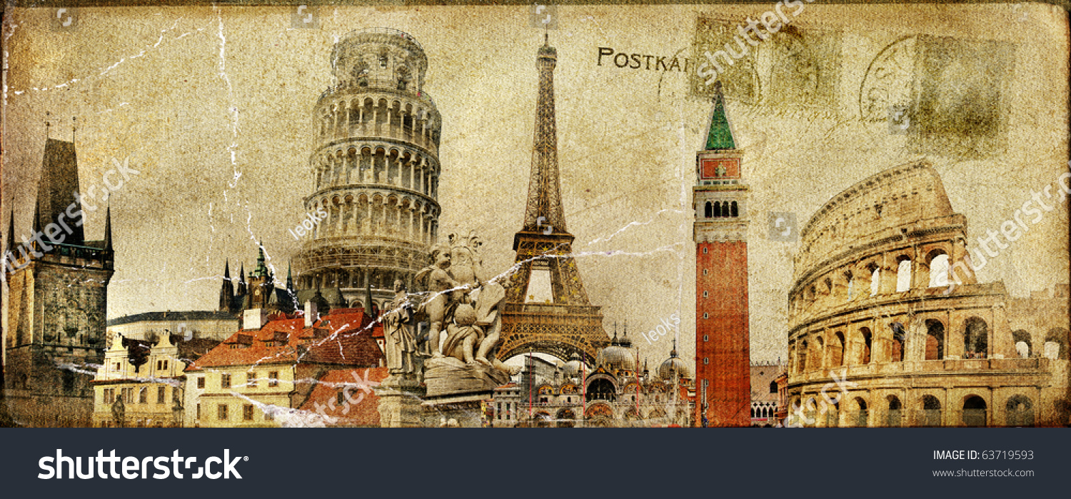 vintage postal card european holidays stock photo vintage postal card european holidays stock photo