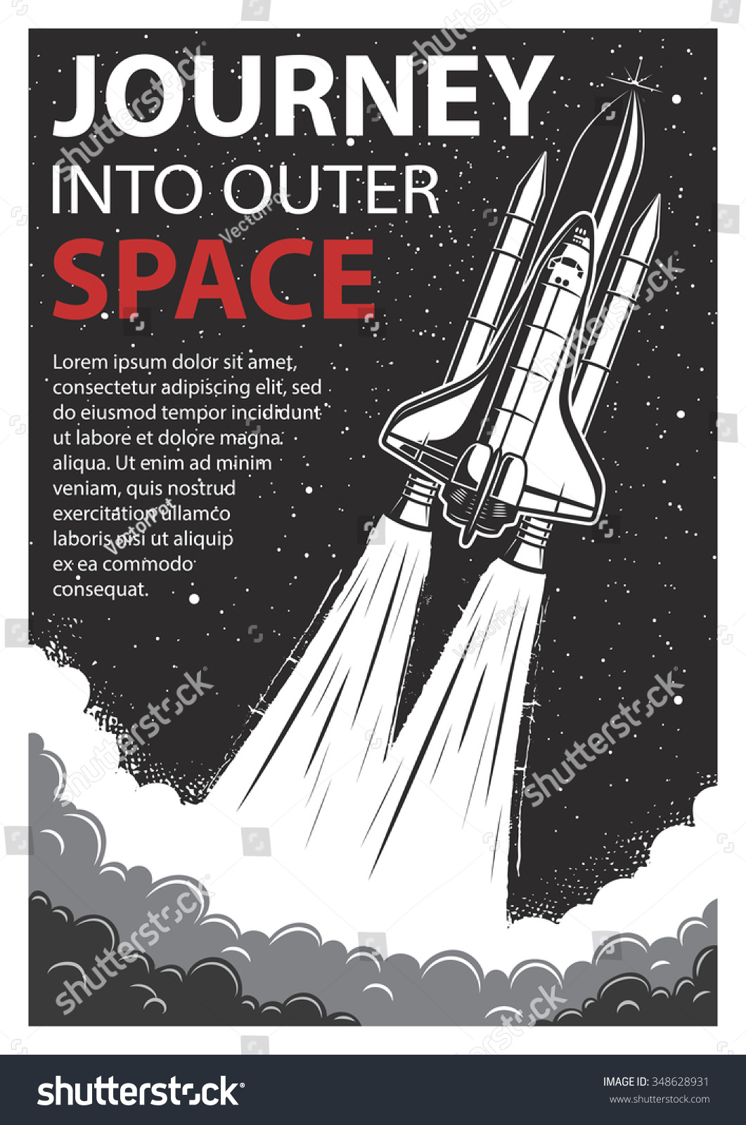Vintage poster with shuttle launch on a grunge background Space theme Motivation poster Vintage poster with shuttle launch on a grunge background Space theme Motivation poster