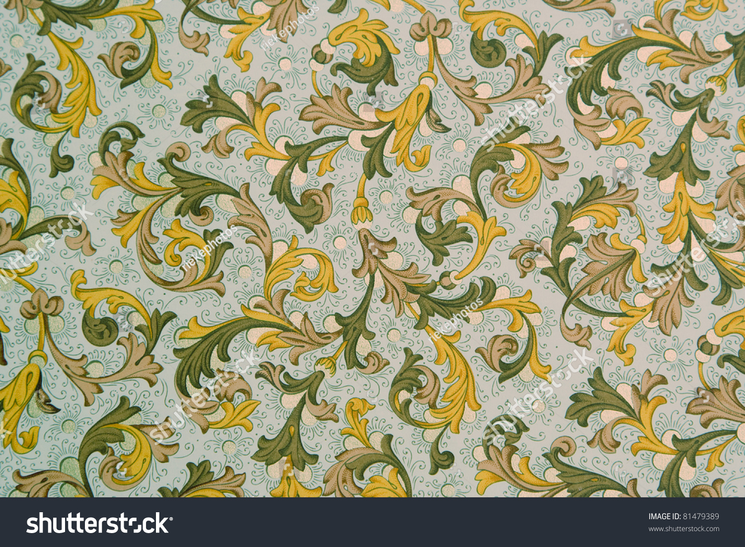 Vintage Wallpaper - Floral Pattern From 18th Century Stock Photo