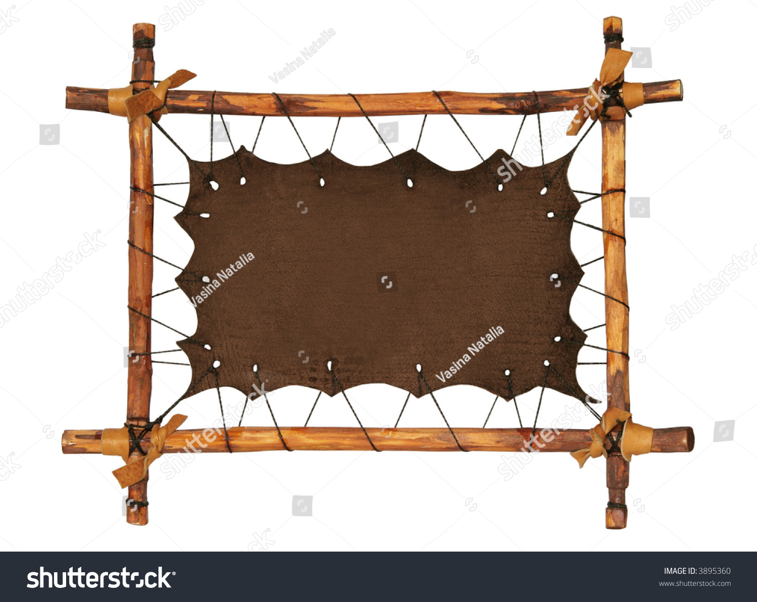 Vintage Wooden Frame With Leather Canvas Vintage Wooden Frame With Leather Canvas Stock Photo