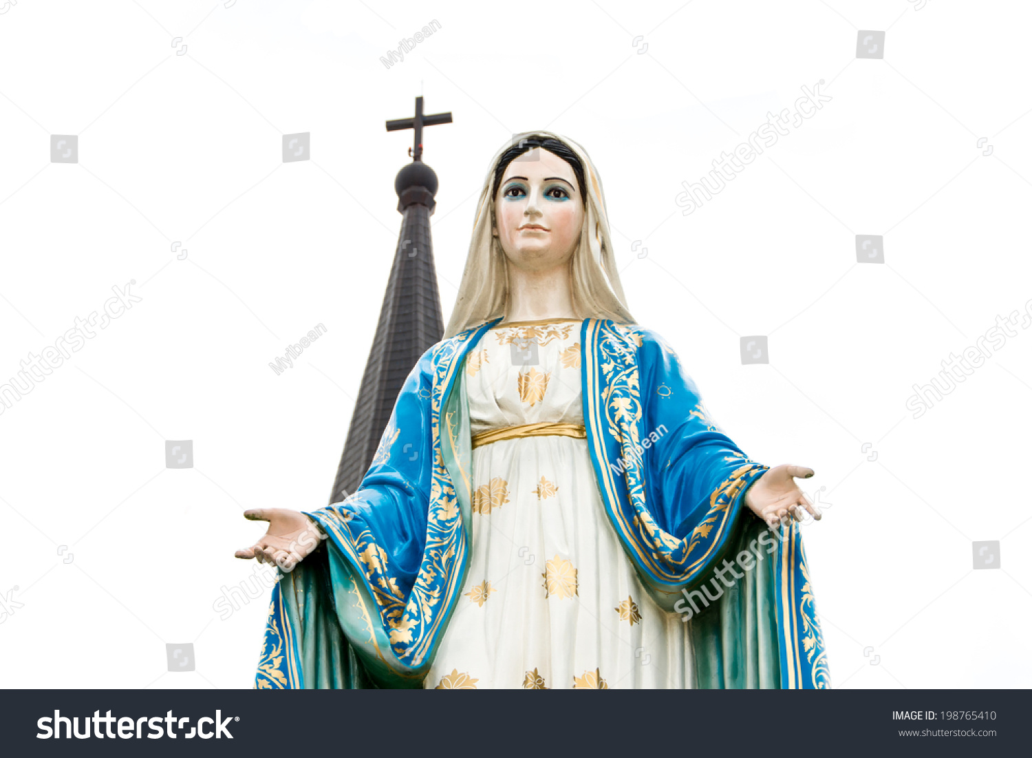 Virgin Mary Statue On White Background Stock Photo 198765410 - Shutterstock