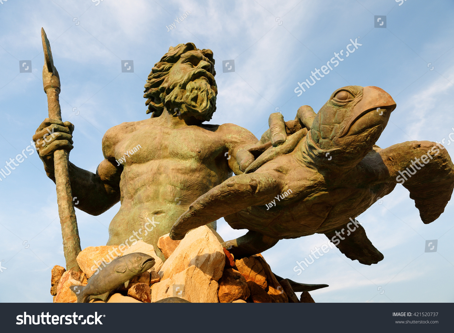Virginia Beach Virginia April 20 2016 The King Neptune Statue at Virginia Beach Before Sunset King Neptune is a large bronze statue sculpted located in Virginia Beach Virginia Virginia Beach Virginia April 20 2016 The King Neptune Statue at Virginia Beach Before Sunset King Neptune is a large bronze statue sculpted located in Virginia Beach Virginia