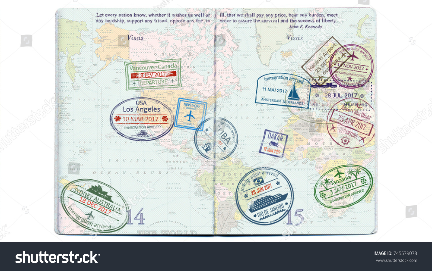 Visas Stamps Seals Passport World Map Stock Photo Edit Now