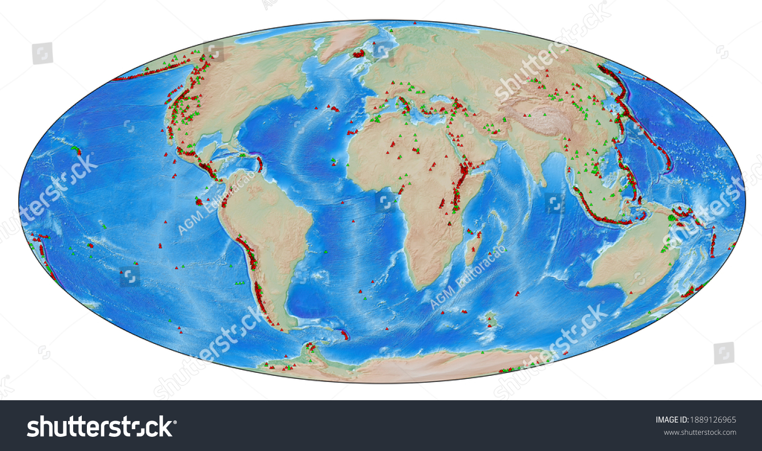 Volcanoes World Active Pleistocene Holocene Superimposed Stock