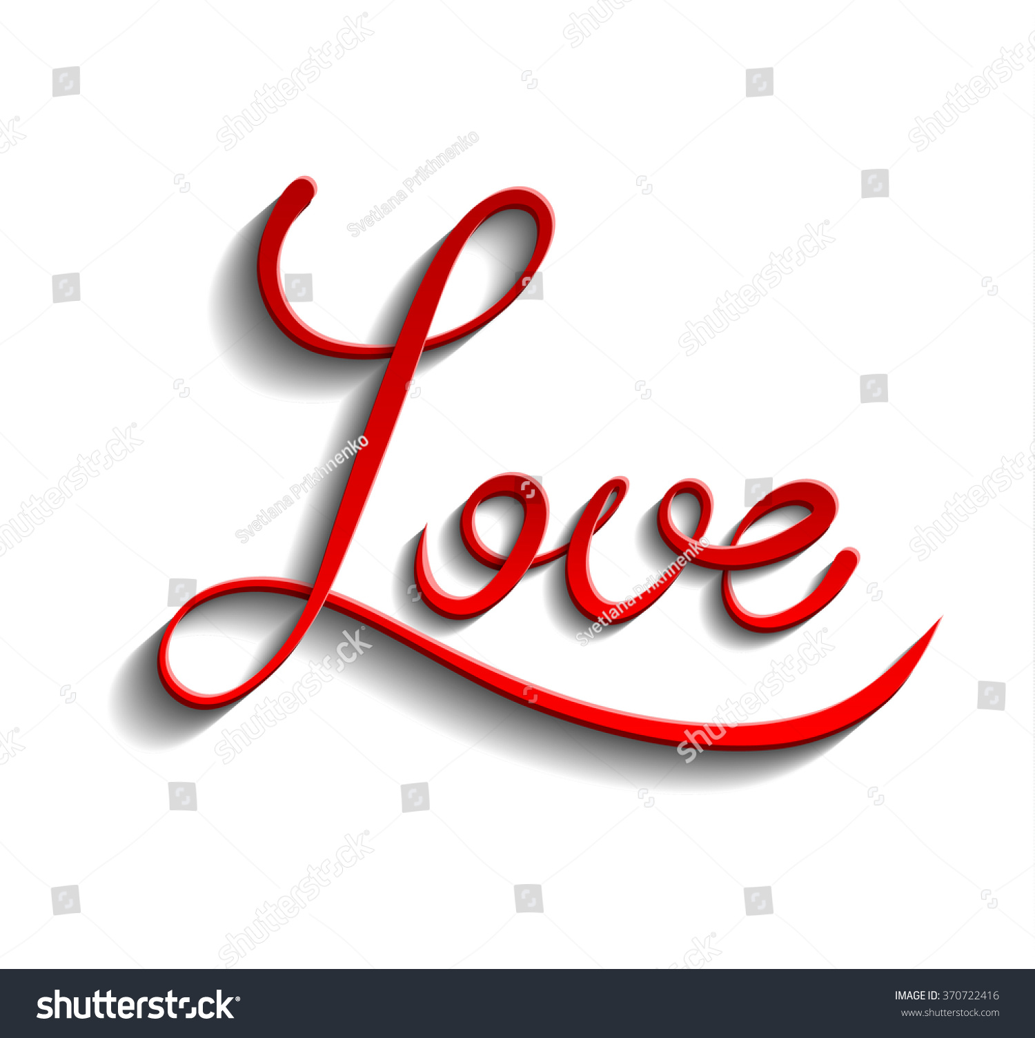 Volumetric red calligraphic word Love 3D letters isolated on white Volumetric red calligraphic word Love 3D letters isolated on white