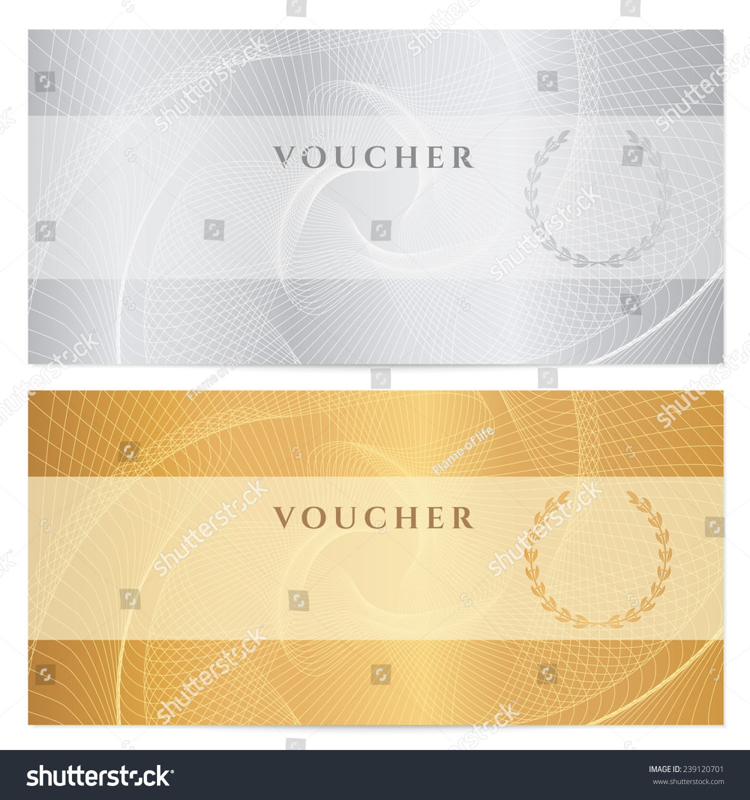 Voucher Gift Certificate Coupon Ticket Template Guilloche Pattern
