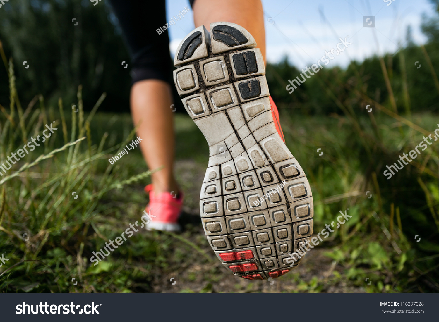 Walking Running Shoes Forest Adventure Exercising Stock