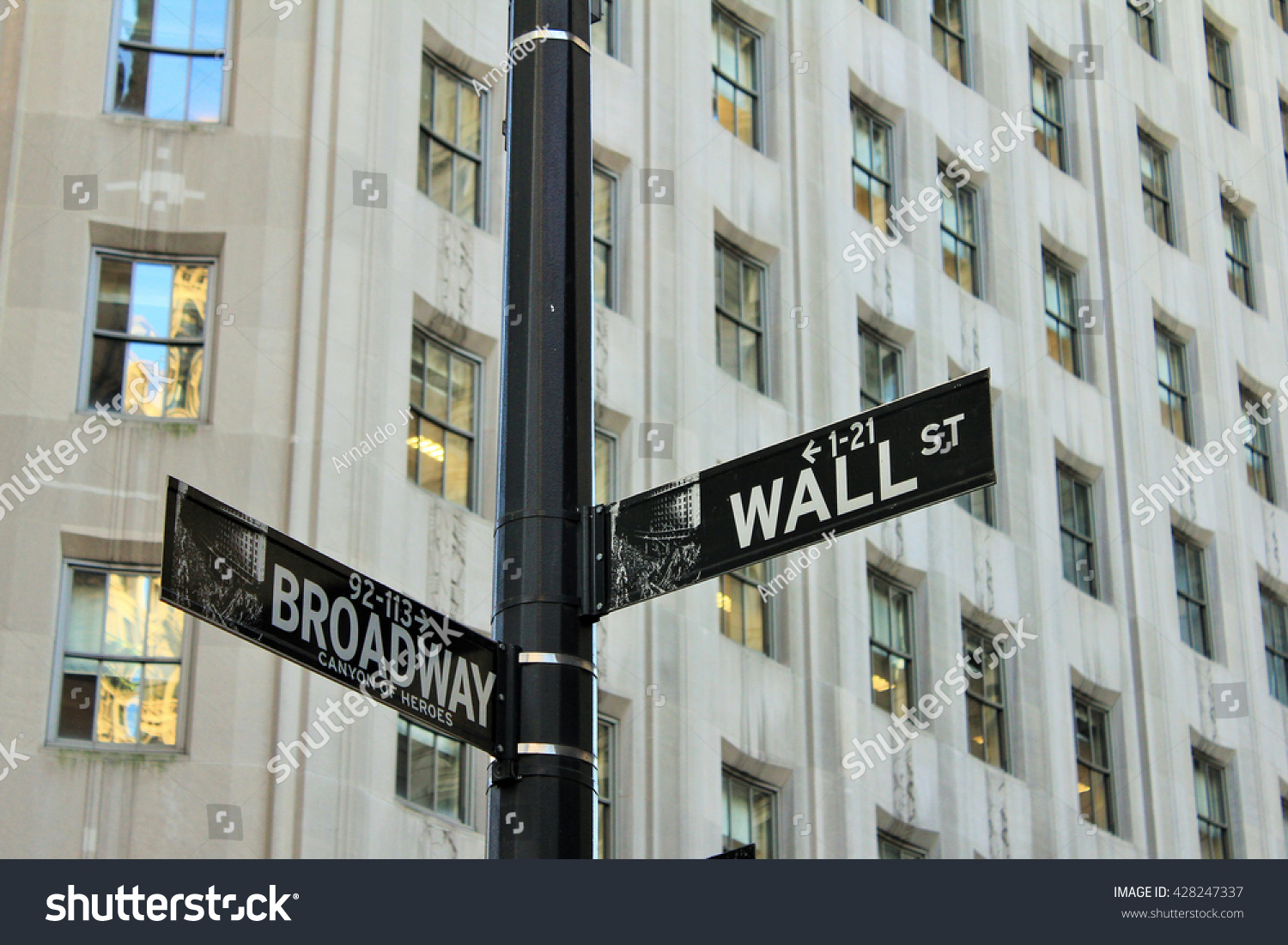 Wall Street and Broadway corner sign in New York Wall Street and Broadway corner sign in New York