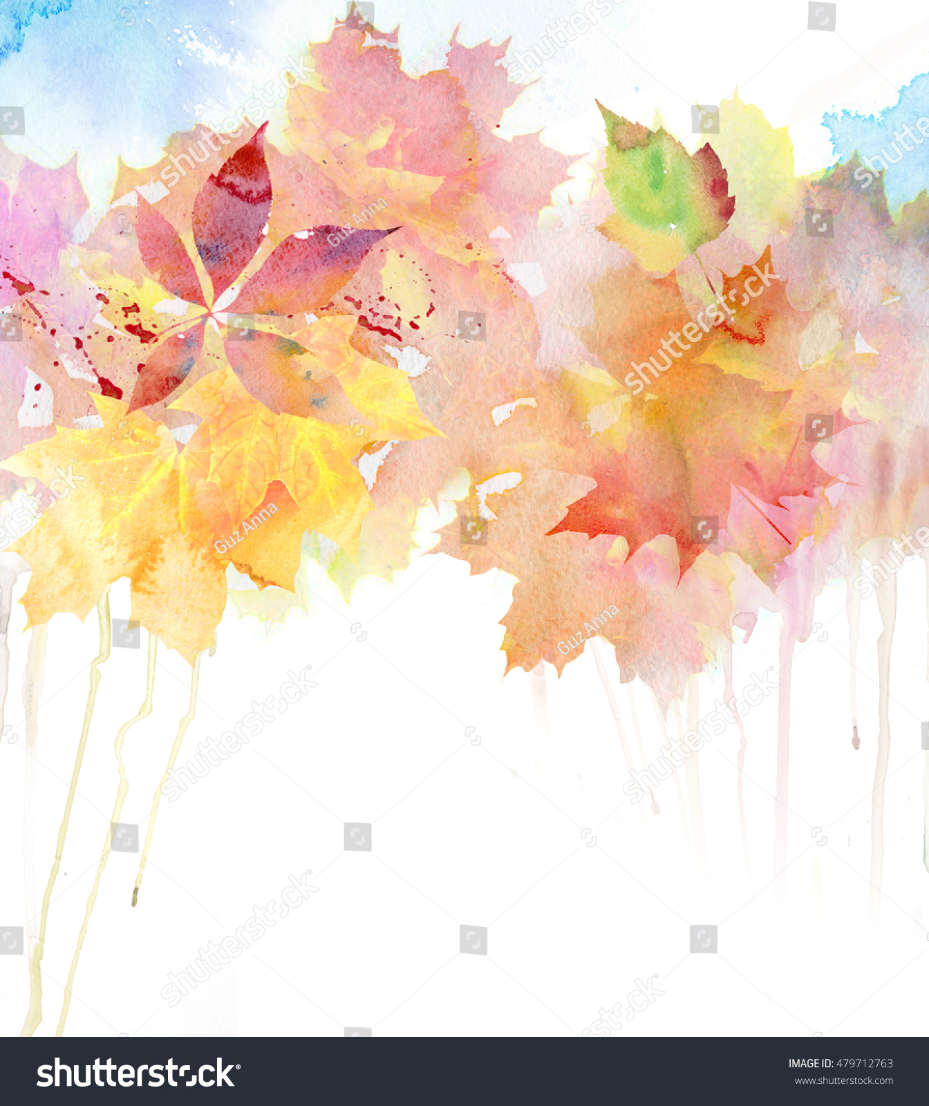 Watercolor Autumn Background. Stock Photo 479712763 : Shutterstock