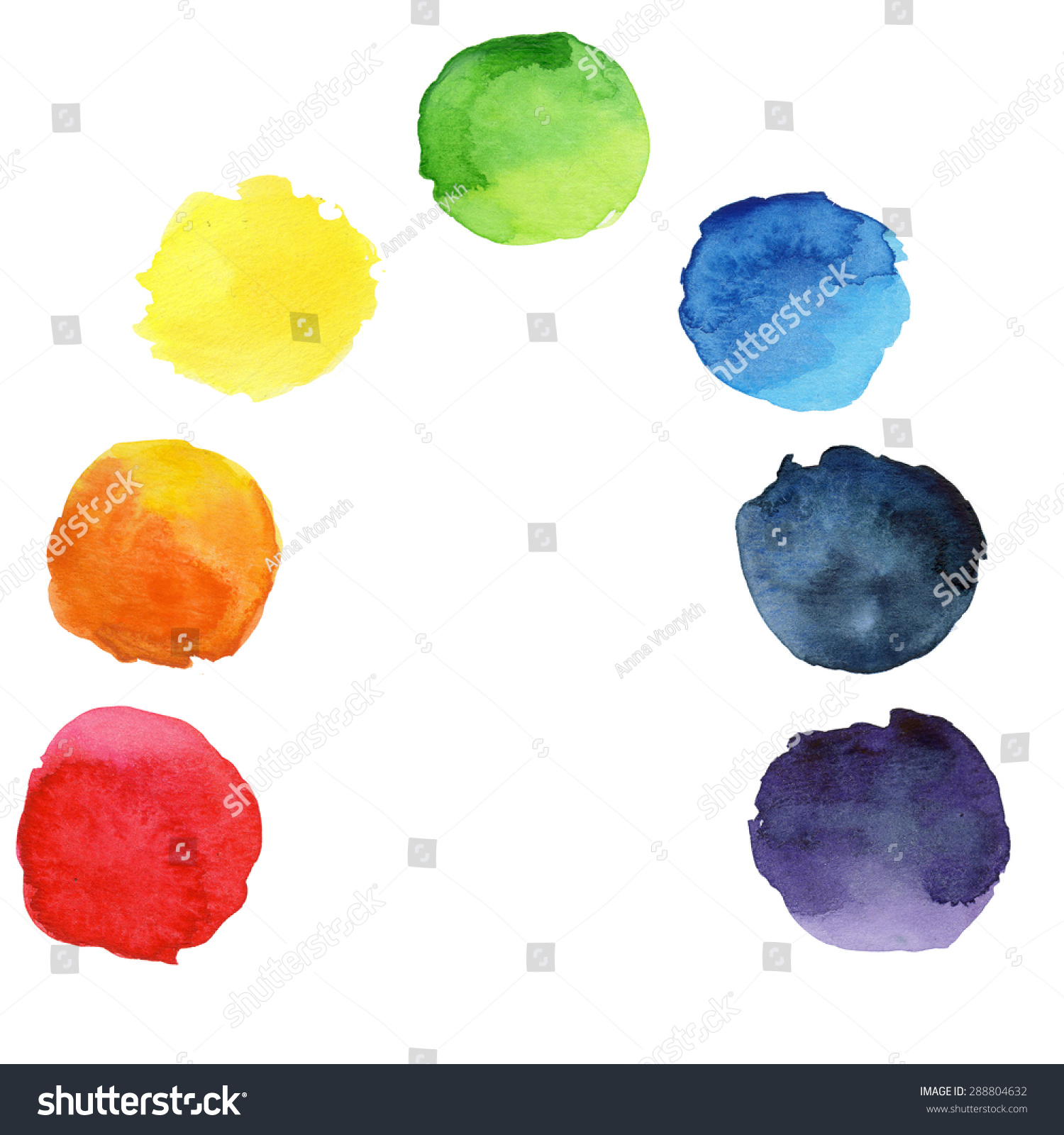 Watercolor Hand Painted Circles Set Watercolor Stock Illustration 288804632