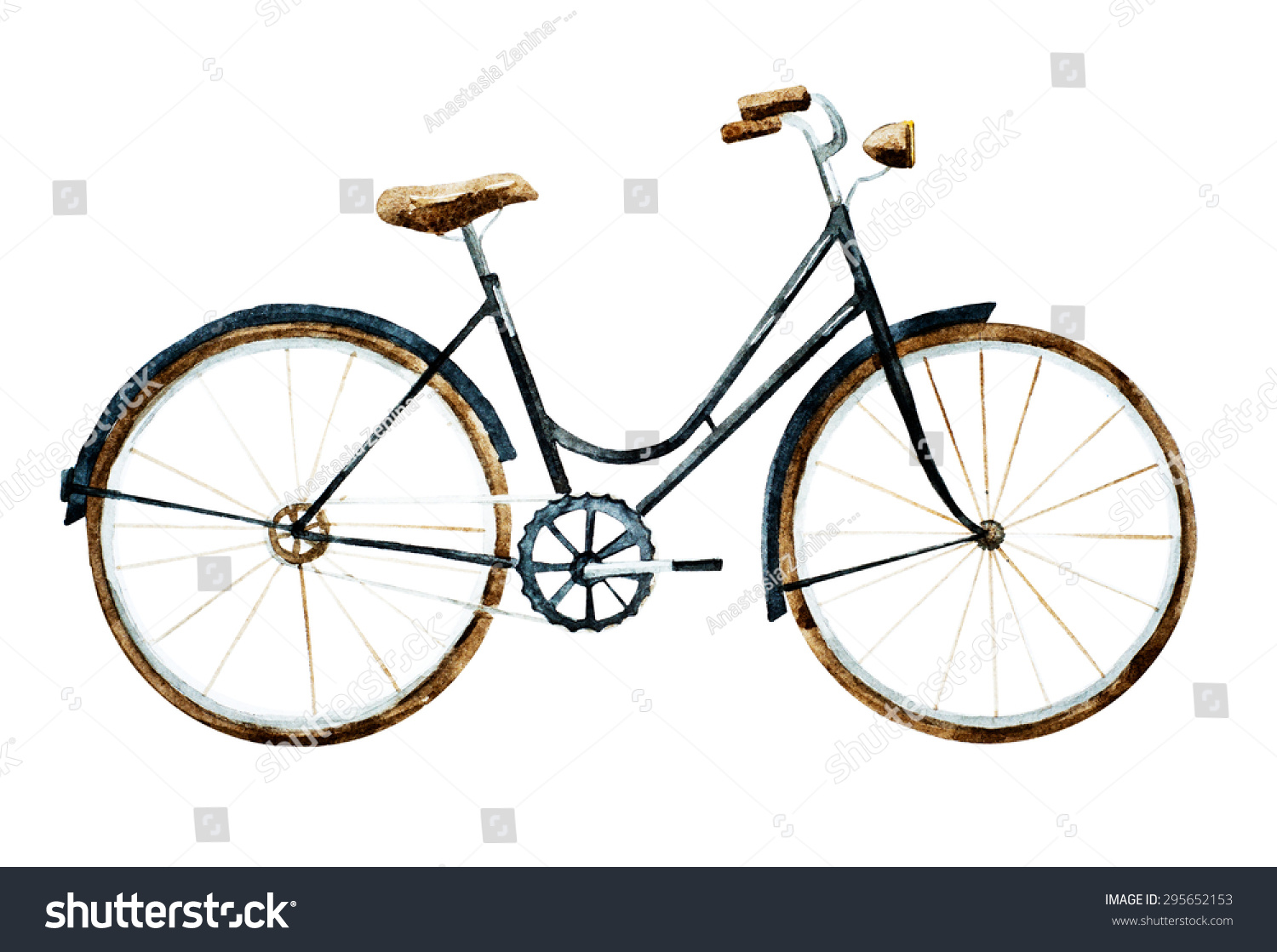 watercolor retro bike black bike isolated object watercolor retro bike black bike isolated object
