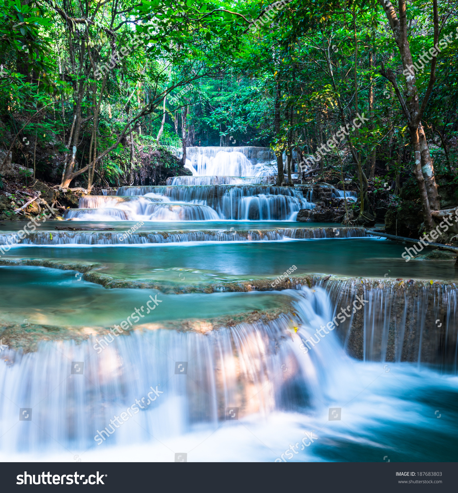 Waterfall Huay Mae Khamin National Park Stock Photo 187683803