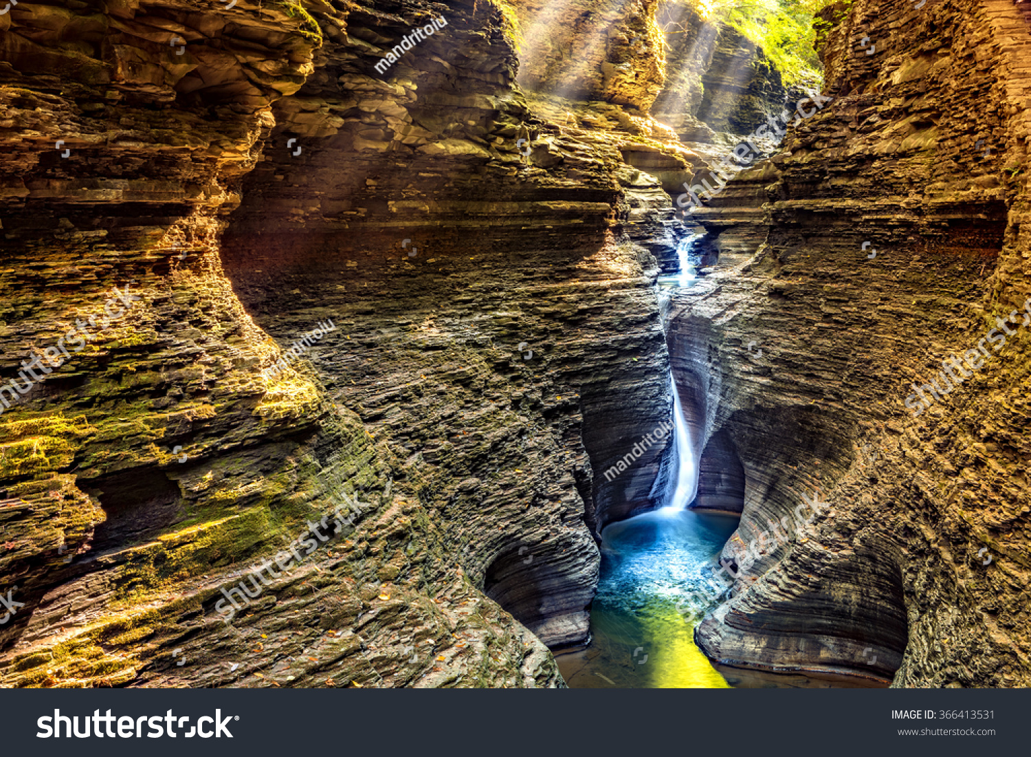 Watkins Glen State Park waterfall canyon in Upstate New York Watkins Glen State Park waterfall canyon in Upstate New York