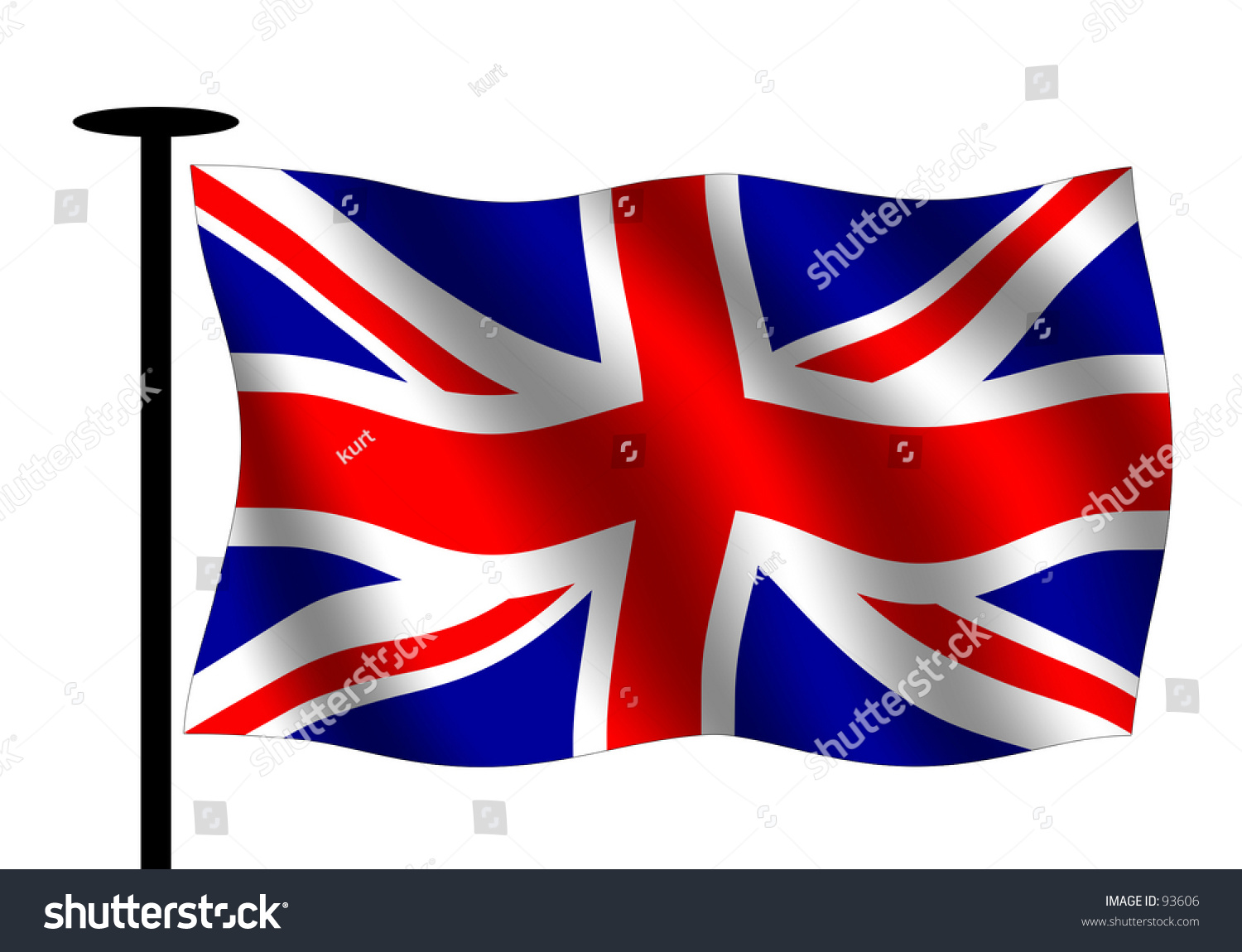 Waving British Flag With Flag Pole Stock Photo 93606 Shutterstock
