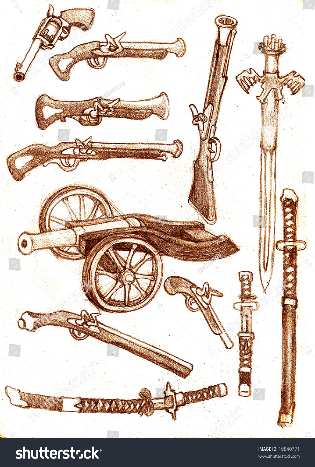 Weapons On White Background Stock Photo 19840771 - Shutterstock