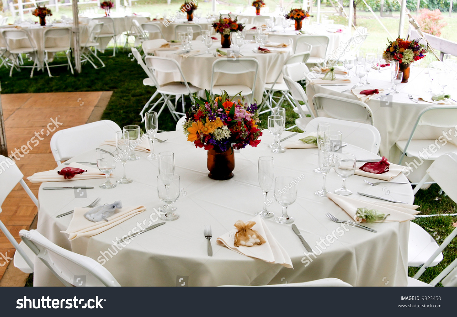 Wedding Table Setup Stock Photo 9823450 : Shutterstock