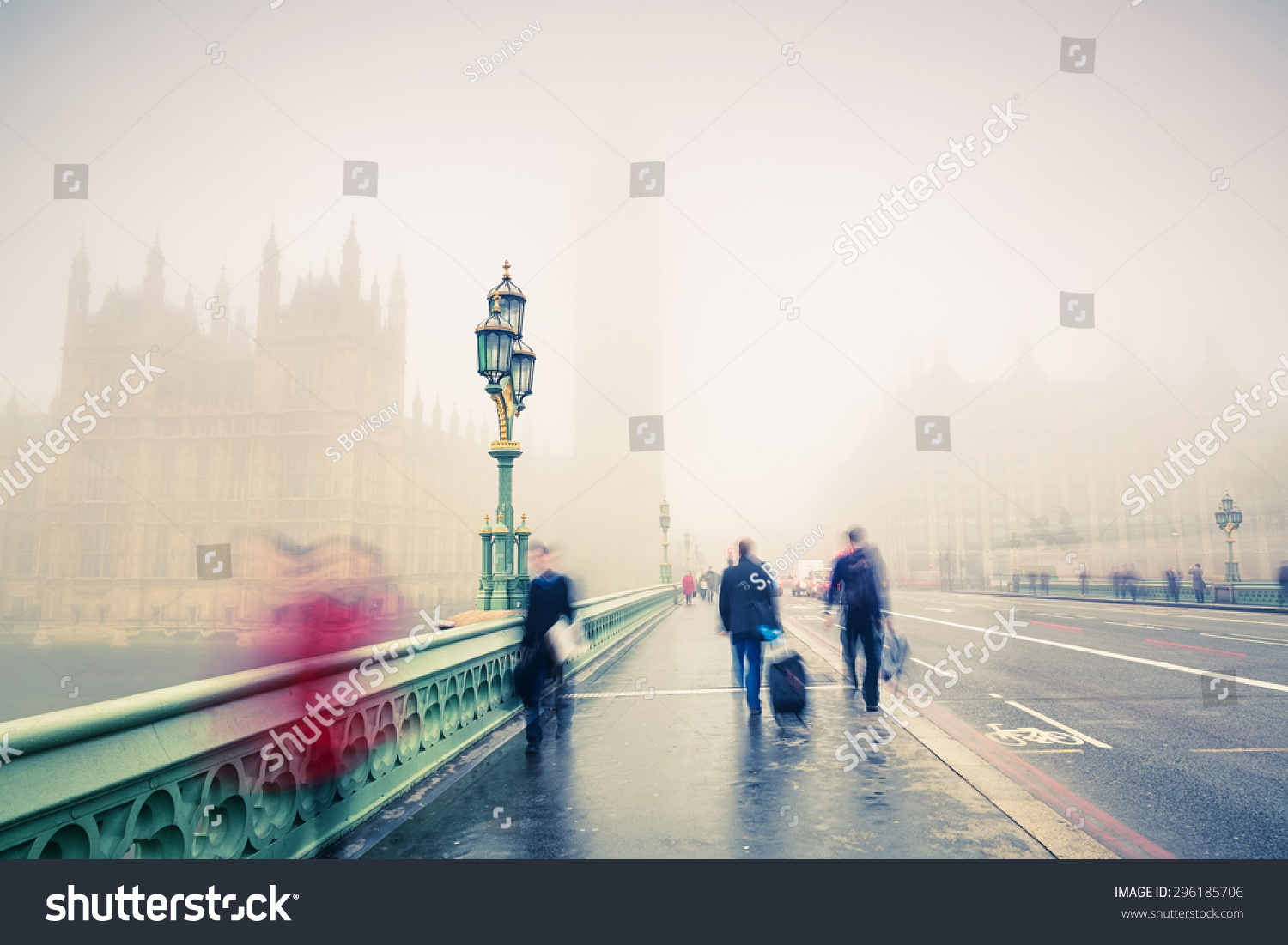 Westminster bridge at foggy morning in London Westminster bridge at foggy morning in London