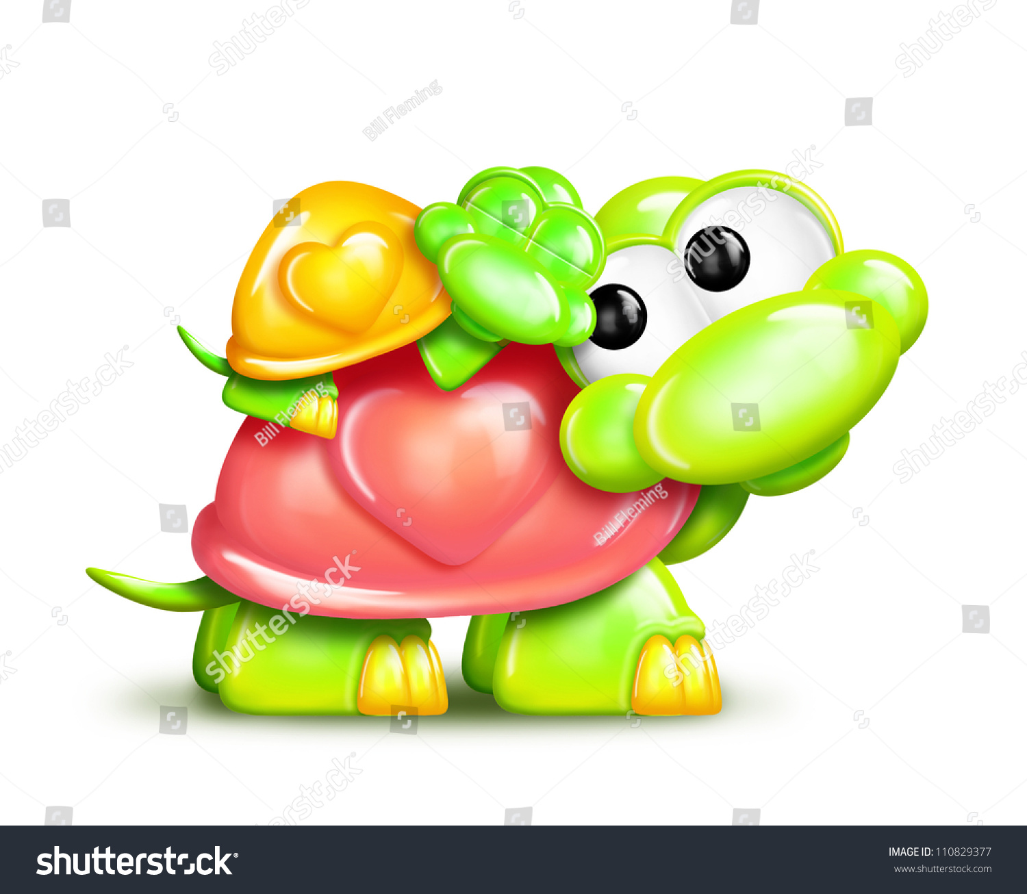 Whimsical Cartoon Turtle Baby On Back Stock Illustration