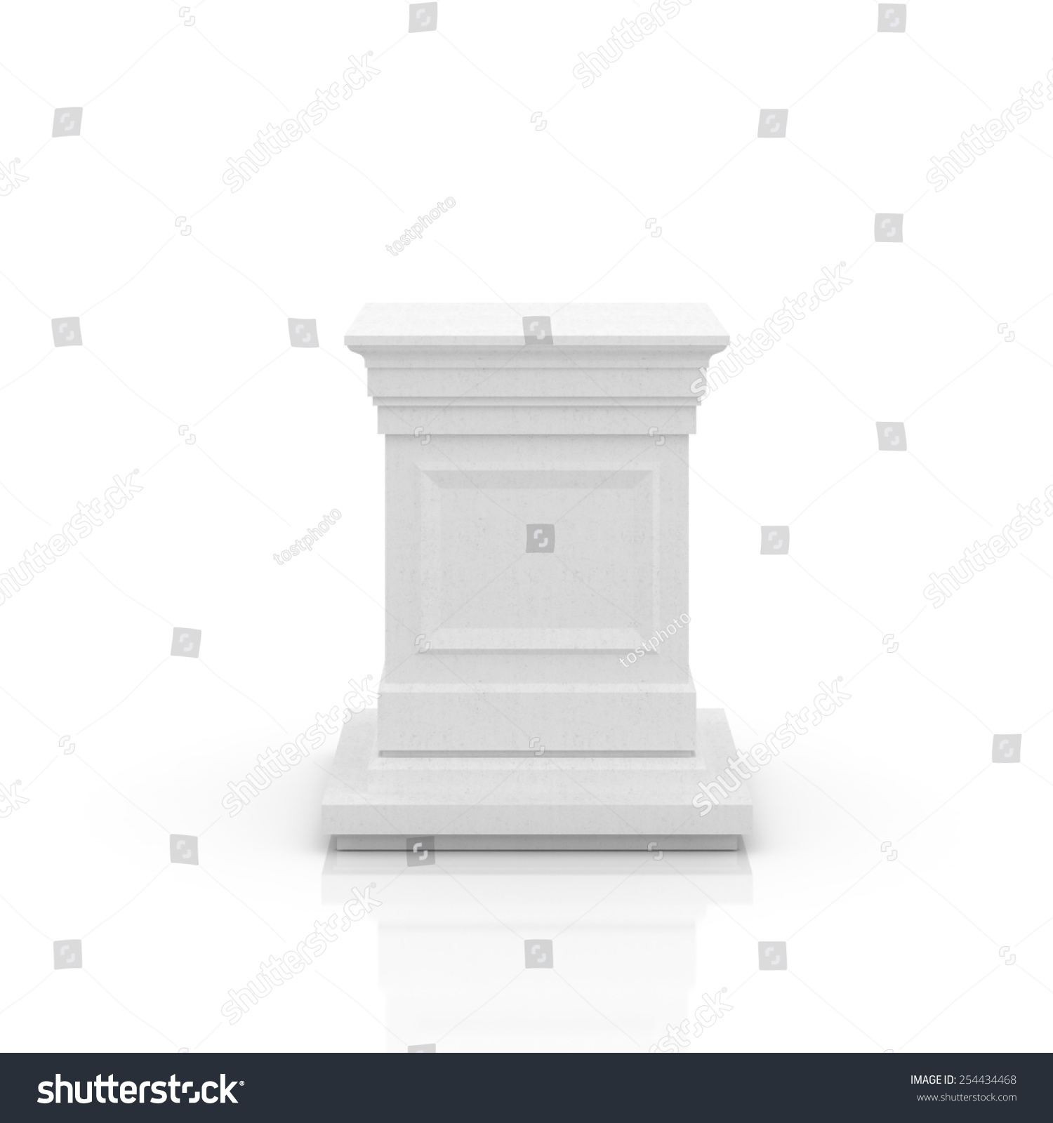 White Column Pedestal Isolated On White Stock Illustration