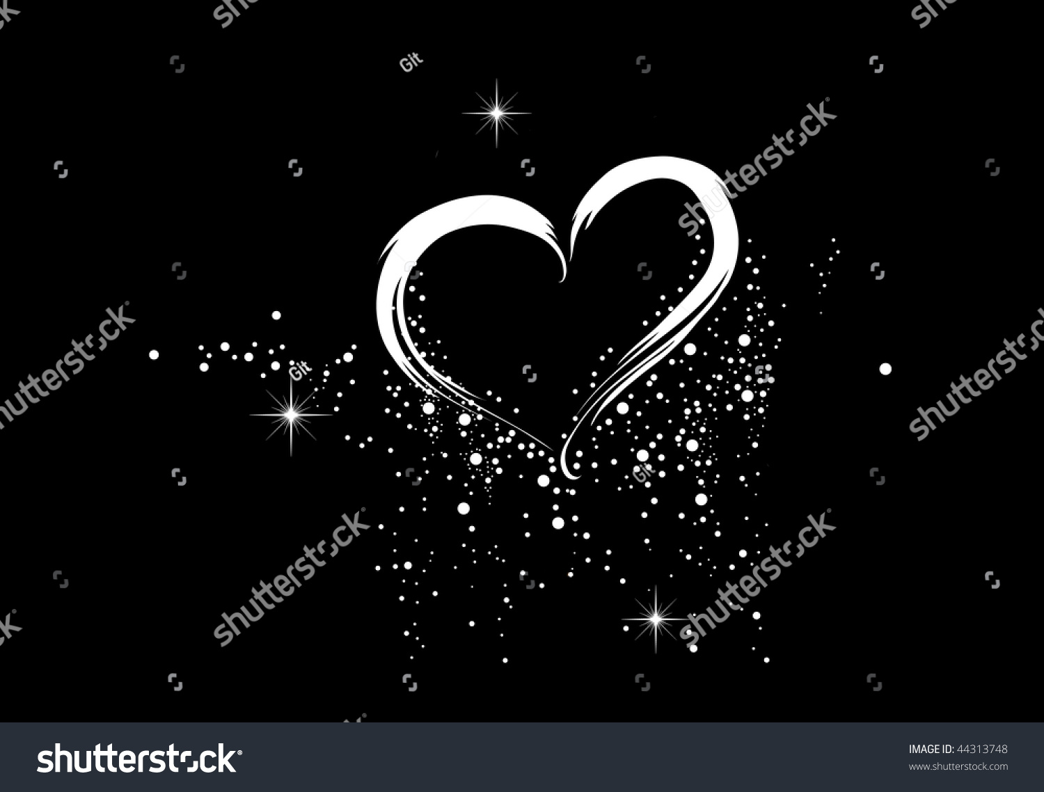 White Heart On The Black Background Stock Photo 44313748 : Shutterstock