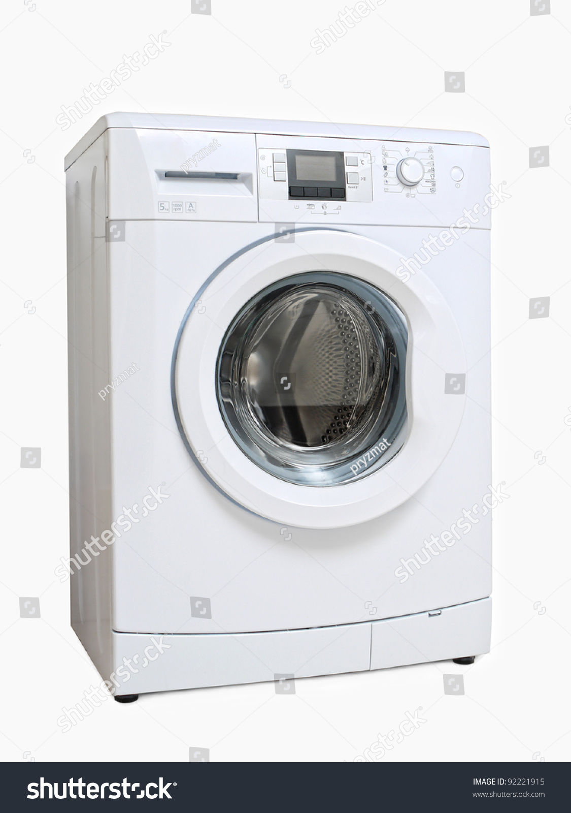 White Washing Machine On White Background Stock Photo 92221915