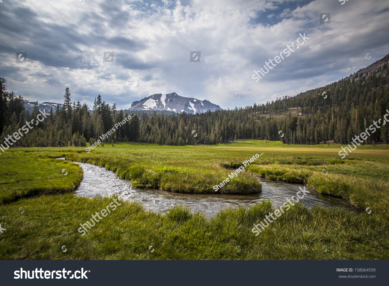 Winding Stream In Lassen Volcanic National Park Stock Photo 158064599